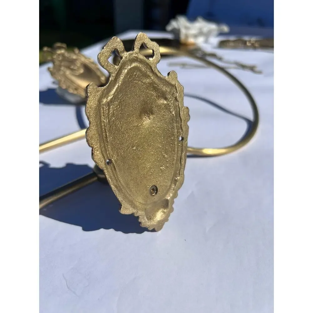 Antique Brass Bathroom Hardware  | Solid Brass Towel Ring & Toilet Paper Holder